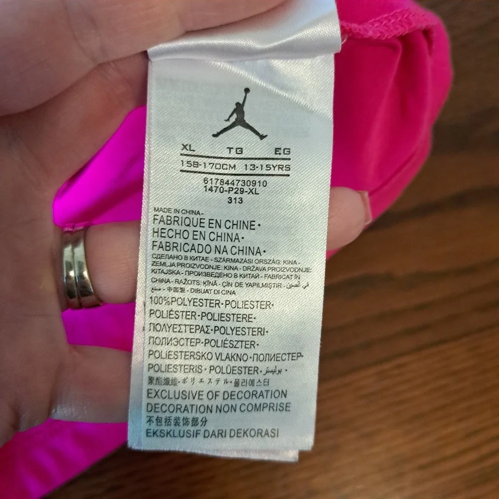 Jordan Pink Dri-FIT Tee & Adidas Black Logo Leggings Set Girls XL 16 13-15Y